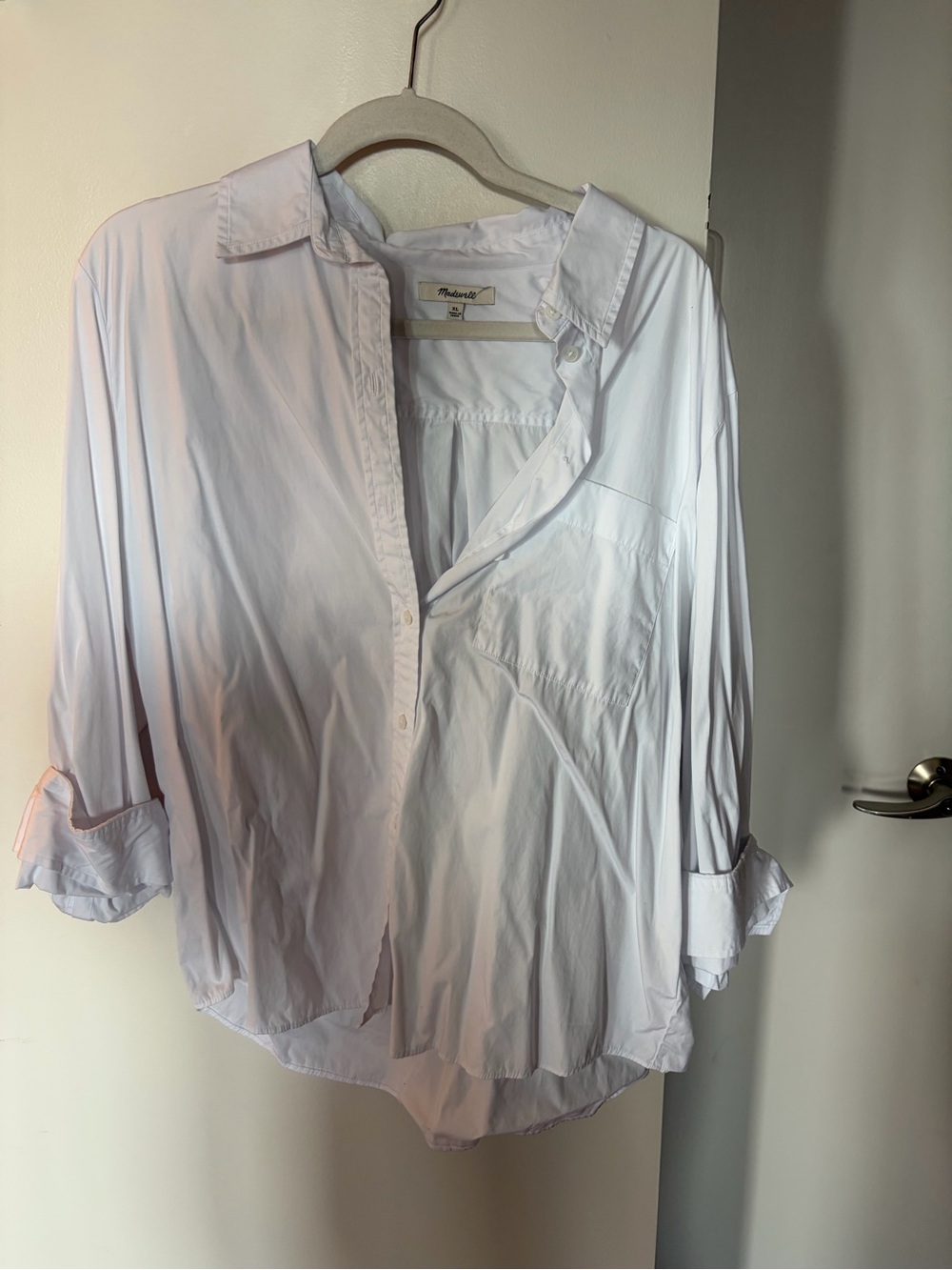 Madewell Classic White Button-Down Shirt - Women's White Top - Picture 2 of 4